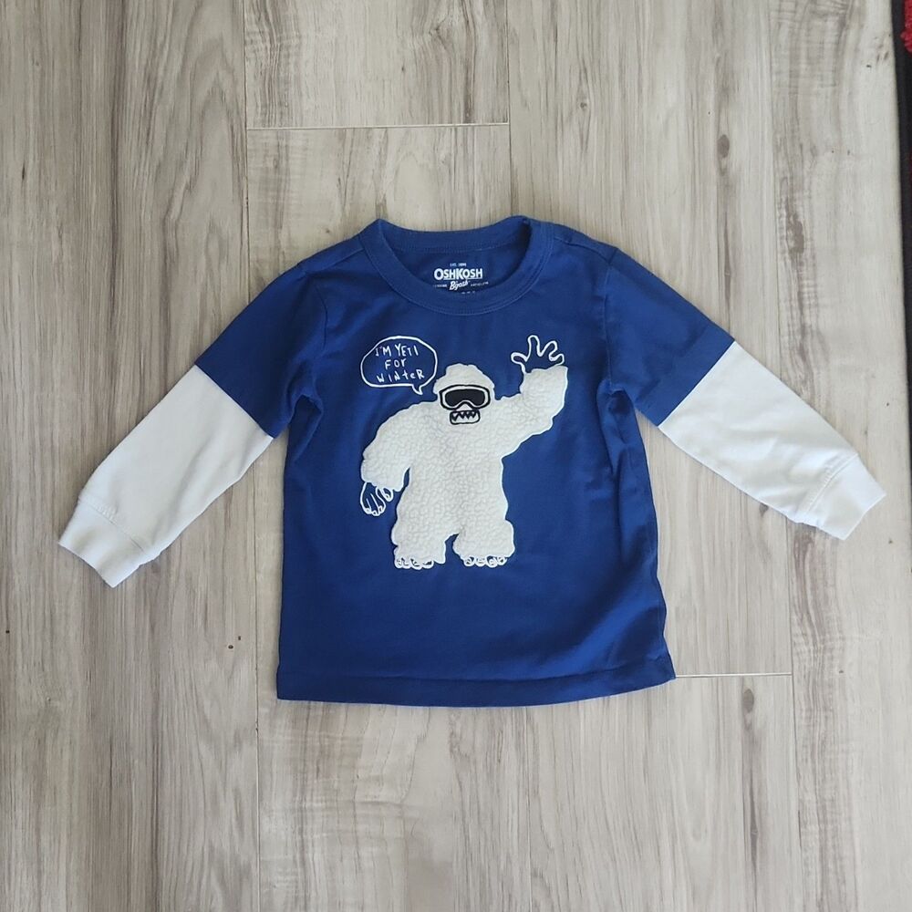 OshKosh B'gosh Long Sleeve Graphic T-Shirt Baby 12-18M Blue White Yeti Winter